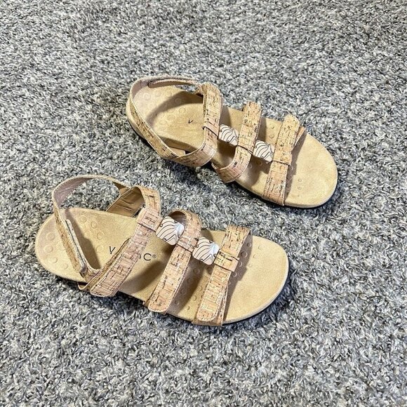 Vionic Women's Amber Backstrap Sandals w/Arch Support Gold Cork US 9 - Picture 1 of 9